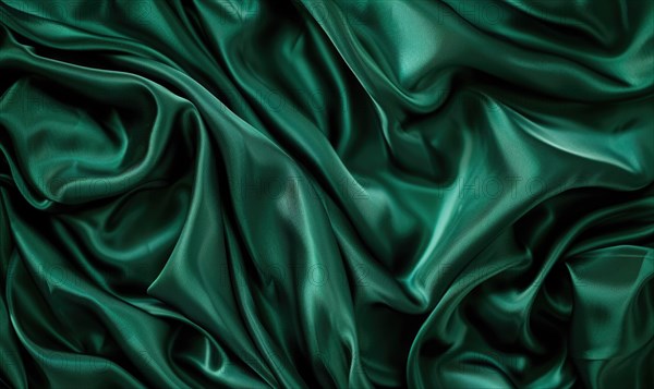 Background covered in opulent silk fabric in regal emerald green AI generated