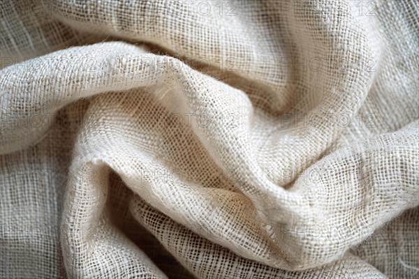 Close up of natural rough cotton fabric. KI generiert, generiert, AI generated