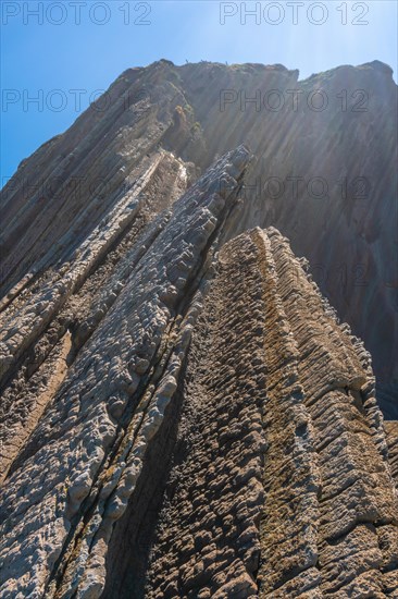 Flysch Basque Coast Geopark in Zumaia, Gipuzkoa. Layers of hard cohesive rocks interspersed with softer friable ones