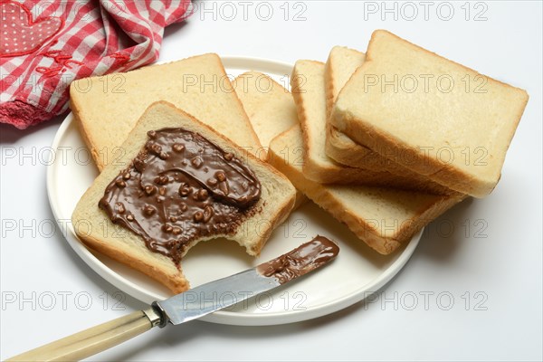 Hazelnut cream on toast, toast