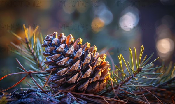 Close-up of a pine in dry pine needles AI generated