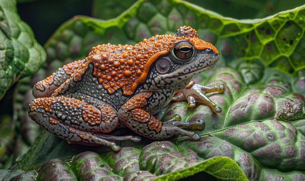 Close-up of Rana arvalis perched on a leaf AI generated