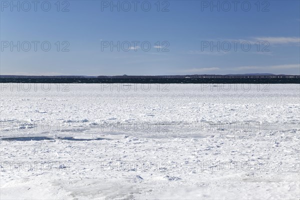 Winter, pack ice in the Saint Lawrence River, Province of Quebec, Canada, North America