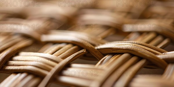 Close up of natural wicker basket netting. KI generiert, generiert, AI generated