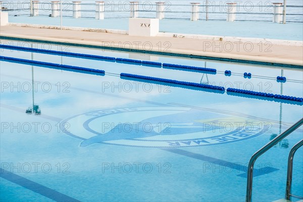 Swimming pool on the beach in Sitges, Spain, Europe