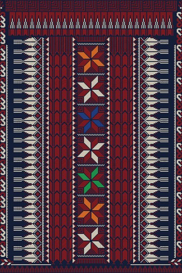 Traditional Palestinian Tatreez, seamless pattern vector template