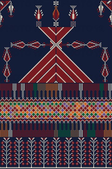 Traditional Palestinian Tatreez, seamless pattern vector template