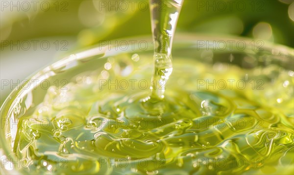 Close-up of aloe vera gel being extracted and blended with botanical oils and essences AI generated