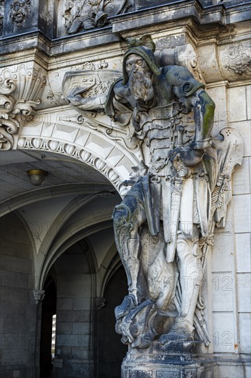 The Georgentor, architectural detail at the Residenzschloss in the inner old town of Dresden, Saxony, Germany, Europe