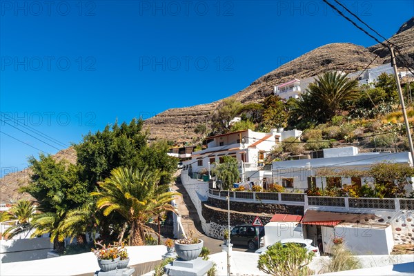 Houses on El Risco on the way up to Charco Azul in the Podemos to Agaete in Gran Canaria, Canary Islands