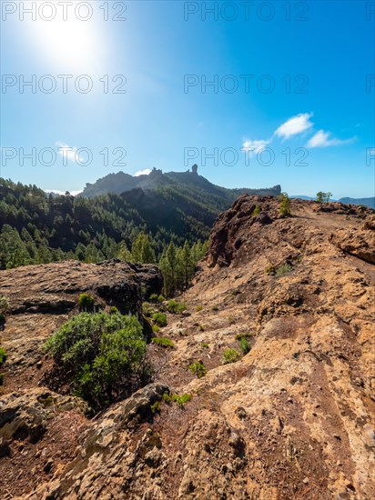 Views from a viewpoint to Roque Nublo in Gran Canaria, Canary Islands