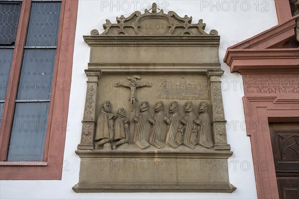 Epitaph from 1602, at St Sebasrtian's Church, Sulzfeld am Main, Lower Franconia, Bavaria, Germany, Europe