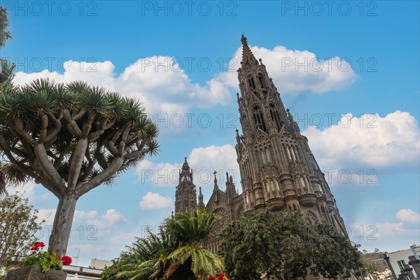 View of the church of San Juan Bautista, Gothic Cathedral of Arucas, Gran Canaria, Spain, Europe