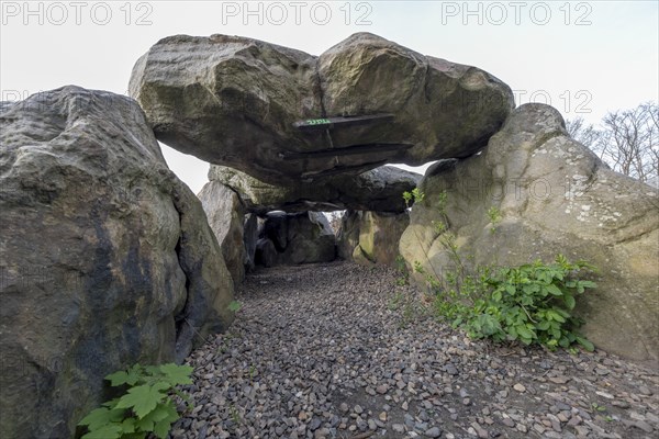 Luebbensteine, two megalithic tombs from the Neolithic period around 3500 BC on the Annenberg near Helmstedt, here the northern grave B (Sprockhoff no. 315), Helmstedt, Lower Saxony, Germany, Europe