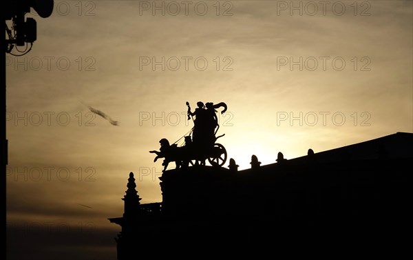 Panther quadriga at the Semperoper Dresden, Saxony, Germany, Europe