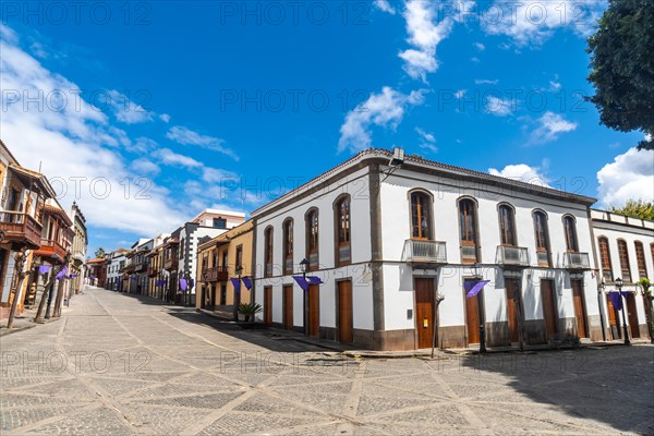 Beautiful streets in the square next to the Basilica of Nuestra Senora del Pino in the municipality of Teror. Gran Canaria, Spain, Europe