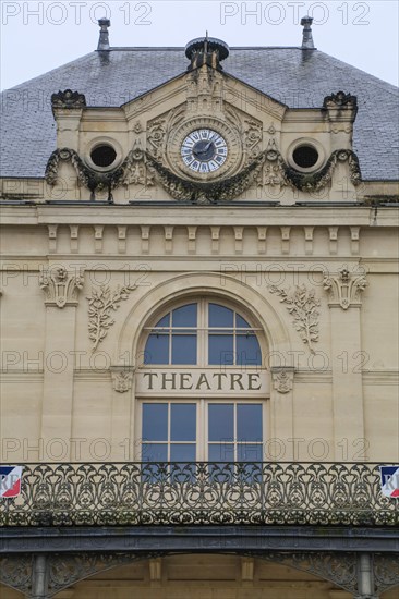 Municipal theatre, Theatre a l'Italienne with balcony railing designed by Hector Guimard in Art Nouveau style and manufactured in the municipal metal foundry Fonderies de Saint-Dizier, Saint-Dizier, Departement Haute-Marne, Region Grand Est, France, Europe