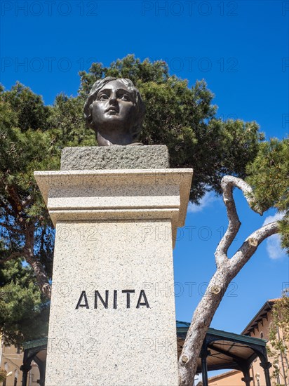 Monument, Anita, Donna Costanza, detail, Maddalena, Isola La Maddalena, Sardinia, Italy, Europe