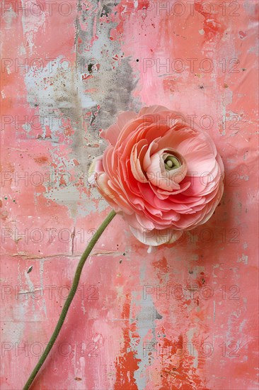 Single Ranunculus flower on studio background. KI generiert, generiert, AI generated