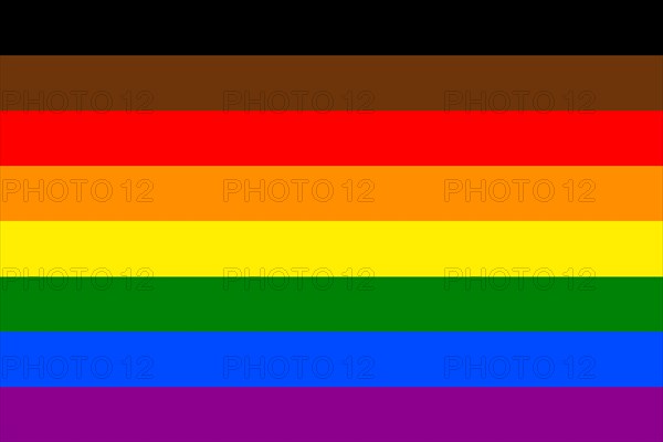 Illustration of the Philadelphia's People of Colour Inclusive Flag. Movement LGBT. Symbol of sexual minorities