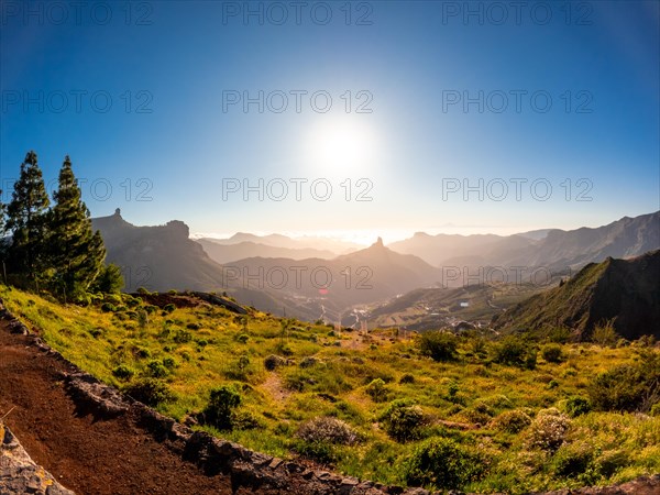 Panoramic view at sunset near Roque Nublo in Gran Canaria, Canary Islands