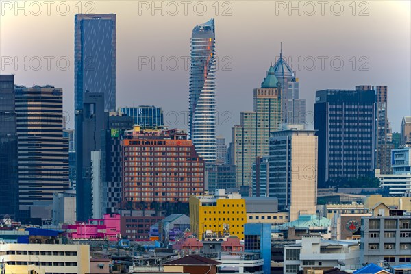 Panorama from Golden Mount, skyline of Bangkok, Thailand, Asia