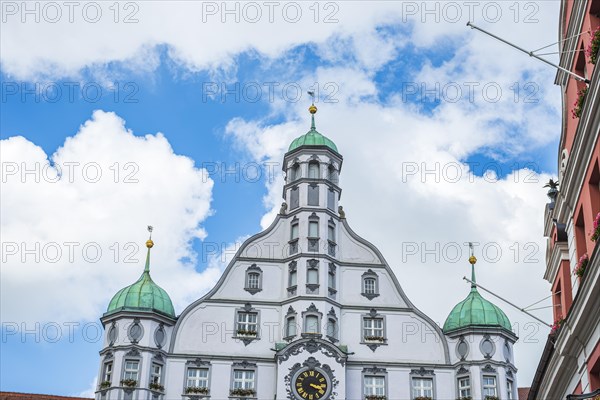 Historic Renaissance town hall on the market square of Memmingen, Swabia, Bavaria, Germany, Europe