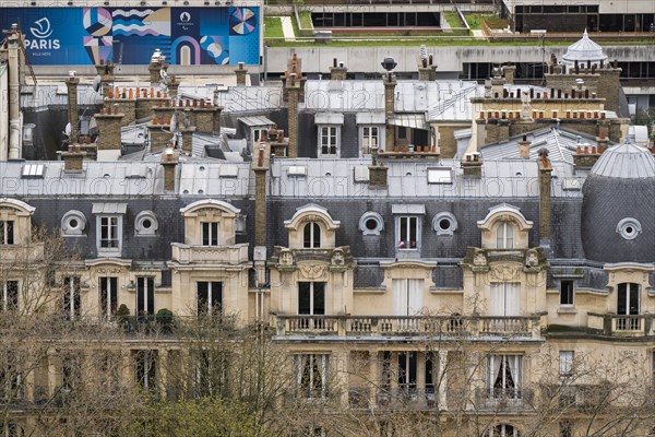 View of Belle Epoque houses from the Eiffel Tower, Paris, Ile-de-France, France, Europe