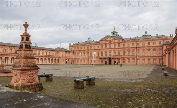 Court of honour baroque three-winged complex Rastatt Palace, former residence of the Margraves of Baden-Baden, Rastatt, Baden-Wuerttemberg, Germany, Europe