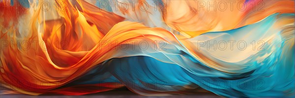 AI generated digital waves ripple across the canvas coalescing with the timeless strokes of a classic painting