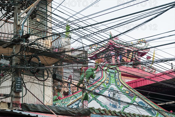 Chaotic wiring, power, chaos, power cable, safety, danger, power grid, energy, confusion, safety concerns, Bangkok, Thailand, Asia