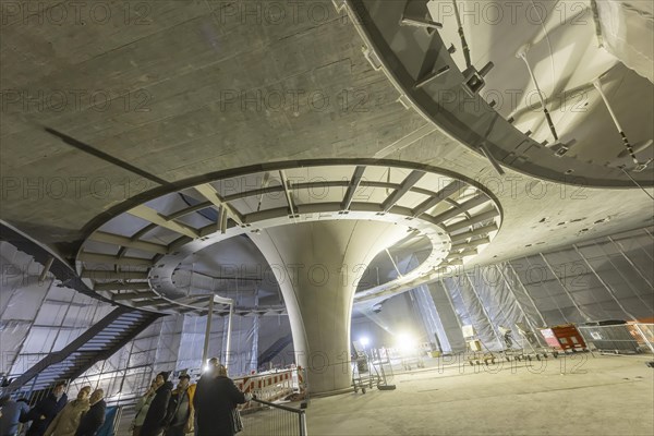 Open construction site days at the new main railway station. 115, 000 visitors visit the billion-euro Stuttgart 21 project and the gutted Bonatzbau, the new underground railway station. The opening of the new through station is planned for December 2025. Stuttgart, Baden-Wuerttemberg, Germany, Europe