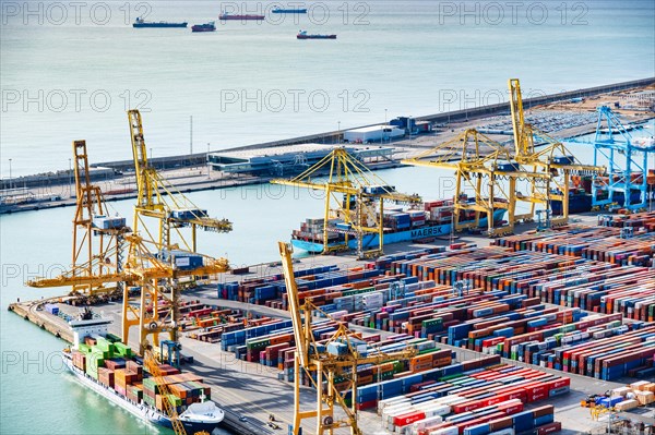 Container port in Barcelona, Spain, Europe