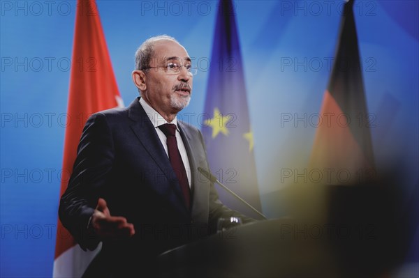 Ayman Safadi, Foreign Minister of Jordan, pictured at a press conference after a joint meeting with Annalena Baerbock (not pictured), Federal Foreign Minister, in Berlin, 16 April 2024 / Photographed on behalf of the Federal Foreign Office