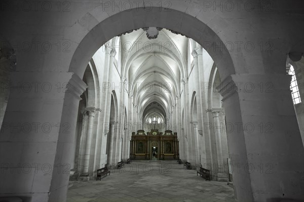 Interior of the former Cistercian monastery of Pontigny, Pontigny Abbey was founded in 1114, Pontigny, Bourgogne, France, Europe