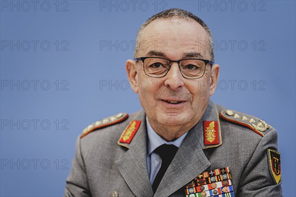 General Carsten Breuer, Inspector General of the Bundeswehr, at a federal press conference on the 'Quadriga' military exercise in Berlin, 22 April 2024