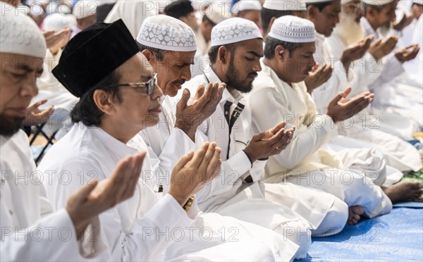 GUWAHATI, INDIA, APRIL 11: Muslims gather to perform Eid al-Fitr prayer at Eidgah in Guwahati, India on April 11, 2024. Muslims around the world are celebrating the Eid al-Fitr holiday, which marks the end of the fasting month of Ramadan