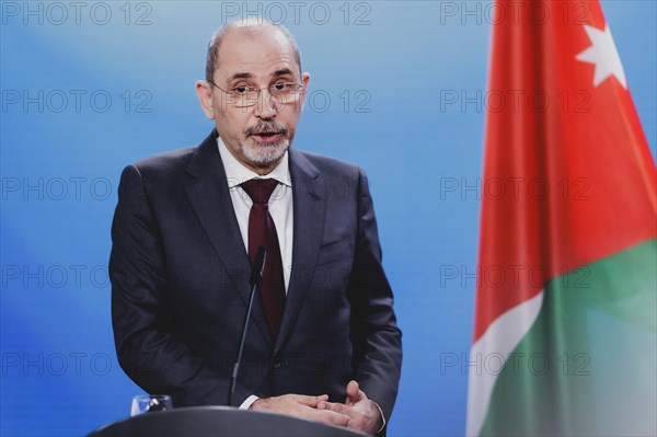 Ayman Safadi, Foreign Minister of Jordan, pictured at a press conference after a joint meeting with Annalena Baerbock (not pictured), Federal Foreign Minister, in Berlin, 16 April 2024 / Photographed on behalf of the Federal Foreign Office