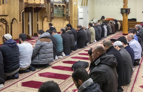 Friday prayer by Muslims in the Berlin mosque Neukoellner Begegnungsstaette, 27/03/2015, Berlin, Berlin, Germany, Europe