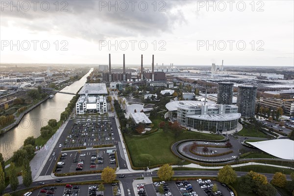 Aerial view of the VW plant and the Autostadt in Wolfsburg, 25 October 2015, Wolfsburg, Lower Saxony, Germany, Europe