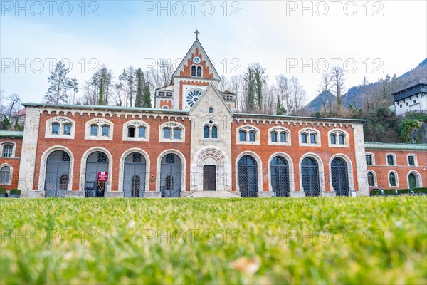 Front view of an architecturally remarkable building with brick facade, Alte saltworks, Bad Reichenhall, Bavaria, Germany, Europe