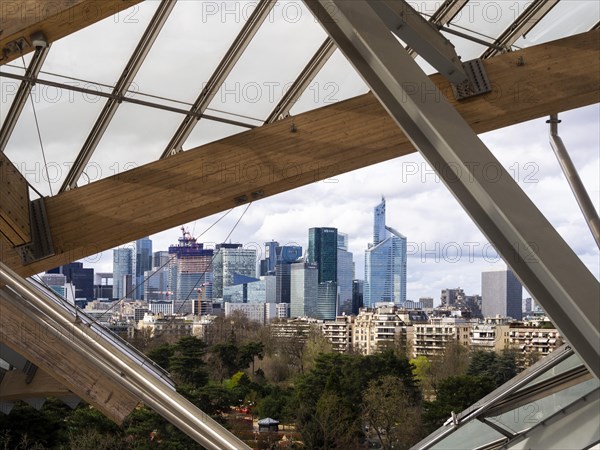 Paris. View on Financial district of La Defense from Louis Vuitton Foundation. Ile de France, France, Europe