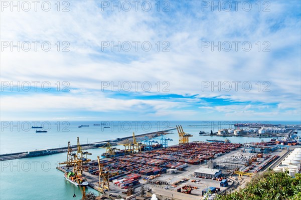 Container port in Barcelona, Spain, Europe