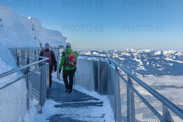 Nordwandsteig on the Nebelhorn summit (2224m), Oberstdorf, Allgaeu, Swabia, Bavaria, Germany, Oberstdorf, Bavaria, Germany, Europe