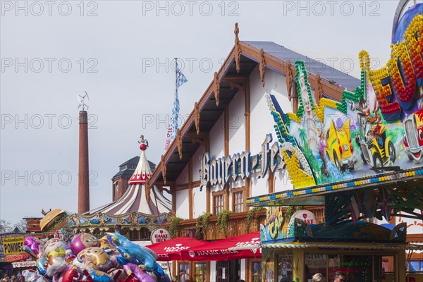 Bavarian festival hall or Bavarian tent, catering at the Bremen Osterwiese folk festival, Buergerweide, Bremen, Germany, Europe