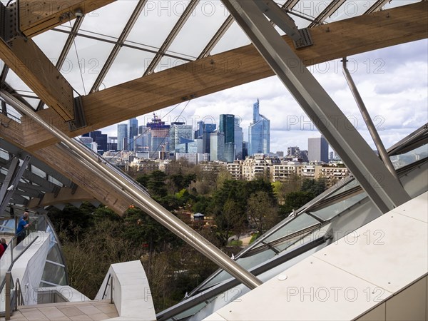 Paris. View on Financial district of La Defense from Louis Vuitton Foundation. Ile de France, France, Europe