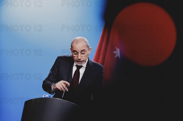 Ayman Safadi, Foreign Minister of Jordan, pictured at a press conference after a joint meeting with Annalena Baerbock (not pictured), Federal Foreign Minister, in Berlin, 16 April 2024 / Photographed on behalf of the Federal Foreign Office