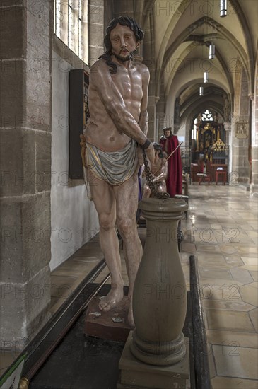 Life-size, carved figure of Jesus, 350-year-old processional figure in St Michael's Church, Neunkirchen am Brand, Middle Franconia, Bavaria, Germany, Europe