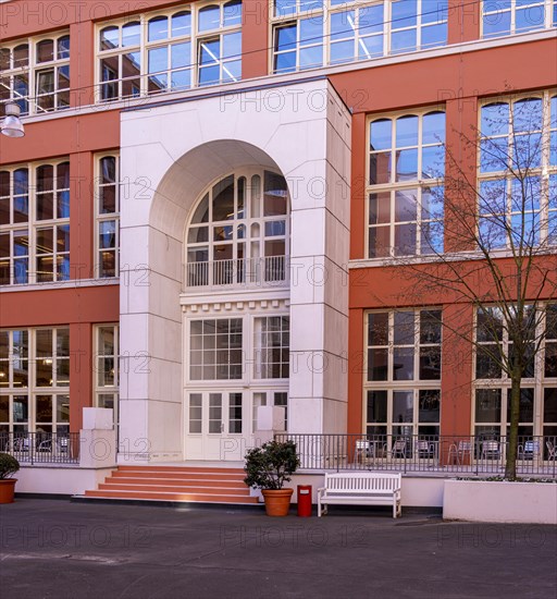 Restored backyard with office buildings, Langer Hof, Saarbruecker Strasse, Berlin, Germany, Europe