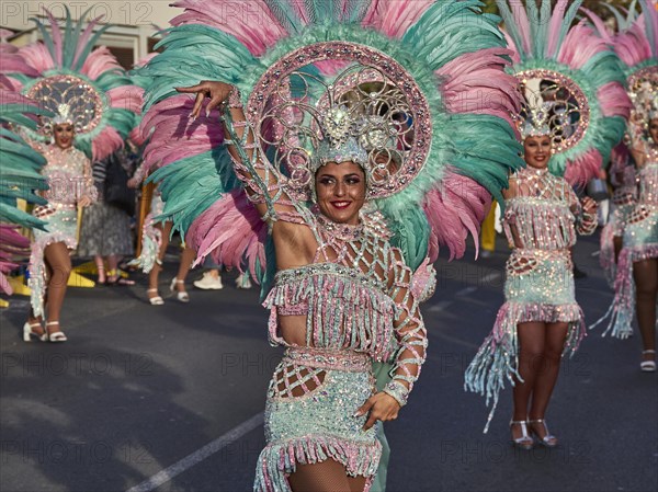 Dance group Carnival Galdar 2024, Gran Canaria, Spain, Europe